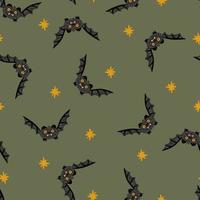 murciélagos altísimos voladores vector de patrones sin fisuras. espeluznante textura de murciélagos vampiros de Halloween para tela, papel pintado o papel de regalo. los niños imprimen.