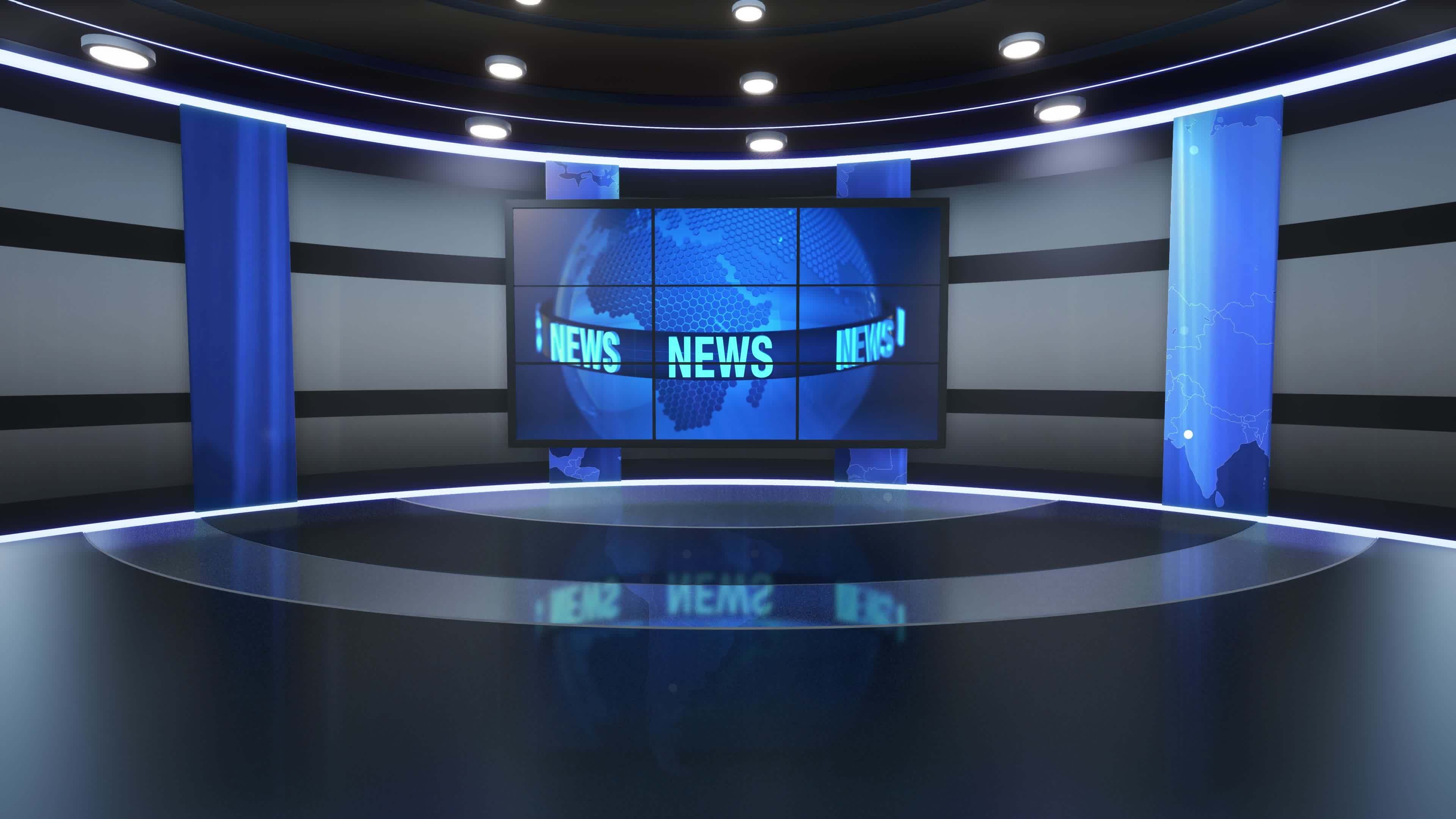 3D Virtual TV Studio News, Backdrop For TV Shows .TV On  Virtual News  Studio Background, Loop 13653927 Stock Video at Vecteezy
