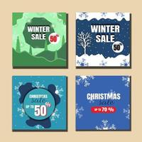 set of social media feed winter template for christmas sale vector