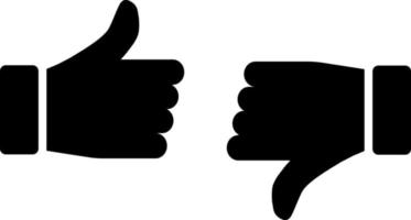 Thumb up and thumb down, vector. The thumbs up and thumbs down icons. vector