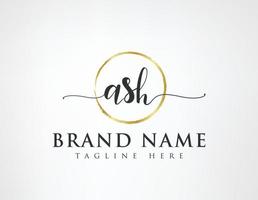 A S H Initial luxury Elegant Logo Template vector