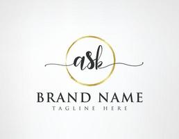 A S K Initial luxury Elegant Logo Template vector