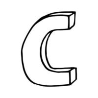 letter C hand drawn in doodle style. sketch, vector, font, handwriting vector