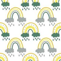 abstract rainbow seamless pattern. hand drawn in boho style. trendy colors. doodle. textiles, nursery room decor, wallpaper, wrapping paper vector