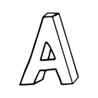 letter A hand drawn in doodle style. sketch, vector, font, handwriting vector