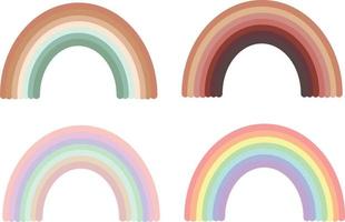 rainbow set in flat style. boho, gentle pastel cute collection vector