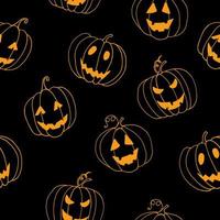 halloween pumpkin seamless pattern. background hand drawn in doodle style. holiday decor vector