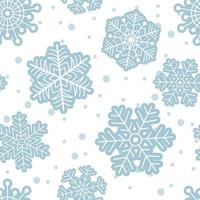 Winter seamless pattern from blue snowflakes. Vector illustration. Endless texture.