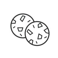 Chocolate chip cookies line icon. Tasty bakery for tea or coffee. Vector illustration on white background
