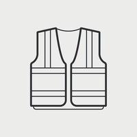 Safety  vest with reflective stripes line icon set. Uniform for workers, police, press, media, security. Vector illustration