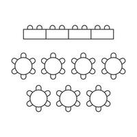 Banquet table seating plan. Interior  scheme line icon. Vector illustration