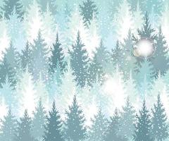 Background with winter forest and snowfall vector