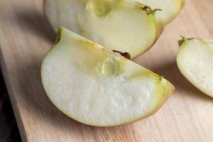 Sliced ripe apple of red color photo