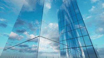 modern glass skyscraper exterior with sunshine and reflection on the windows video