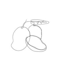 vector de ilustración de fruta de mango de dibujo de línea continua