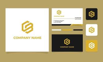 Initial G B logo design template and business card, B G initial hexagon icon vector
