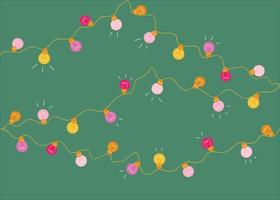 Festive background with multi-colored garlands of light bulbs on a dark background. Holiday concept with colored lanterns. Festive background for christmas, party, birthday. Vector background.