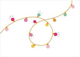 Holiday design illustration with colorful garlands of light bulbs. Holiday concept with colored lanterns. Festive element for christmas, party, birthday. Vector background.