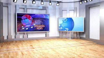 3d virtueel nieuws studio achtergrond lus video