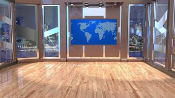 3D Virtual News Studio Background Loop video