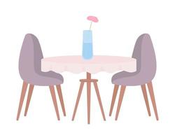 Restaurant table and chairs semi flat color vector object. Editable element. Full sized item on white. Comfortable furniture simple cartoon style illustration for web graphic design and animation