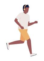 Running man semi flat color vector character. Editable figure. Full body person on white. healthy and active lifestyle simple cartoon style illustration for web graphic design and animation