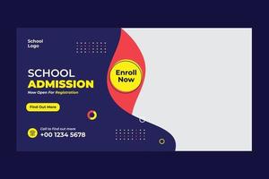 plantilla de diseño de banner web de admisión escolar para niños vector