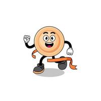 Mascot cartoon of button running on finish line vector