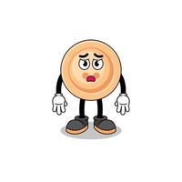 button cartoon illustration with sad face vector