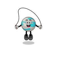 planet mascot cartoon is playing skipping rope vector