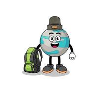 Illustration of planet mascot as a hiker vector