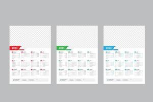 Wall Calendar 2023 - One Page Calendar - Single Page Calendar - 12 Months Calendar vector