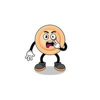 Character Illustration of button with tongue sticking out vector