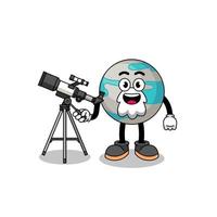 Illustration of planet mascot as an astronomer vector