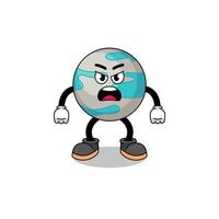 planet cartoon illustration with angry expression vector