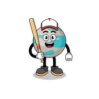 caricatura de la mascota del planeta como jugador de béisbol vector