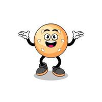 sesame ball cartoon searching with happy gesture vector