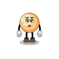 sesame ball cartoon with fatigue gesture vector