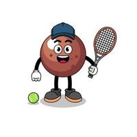 ilustración de bola de chocolate como jugador de tenis vector