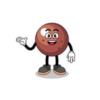 chocolate ball cartoon with welcome pose vector