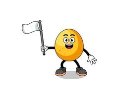 Cartoon Illustration of golden egg holding a white flag vector