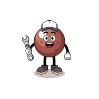 chocolate ball illustration cartoon as a mechanic vector