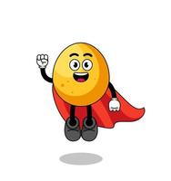 golden egg cartoon with flying superhero vector