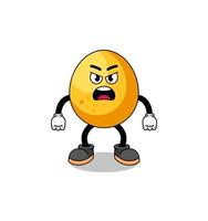 golden egg cartoon illustration with angry expression vector