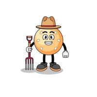 Cartoon mascot of sesame ball farmer vector