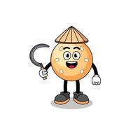 Illustration of sesame ball as an asian farmer vector