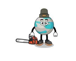 planet illustration cartoon as a lumberjack vector