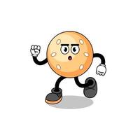 running sesame ball mascot illustration vector