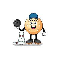 Mascot of sesame ball as a bowling player vector