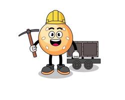 Mascot Illustration of sesame ball miner vector